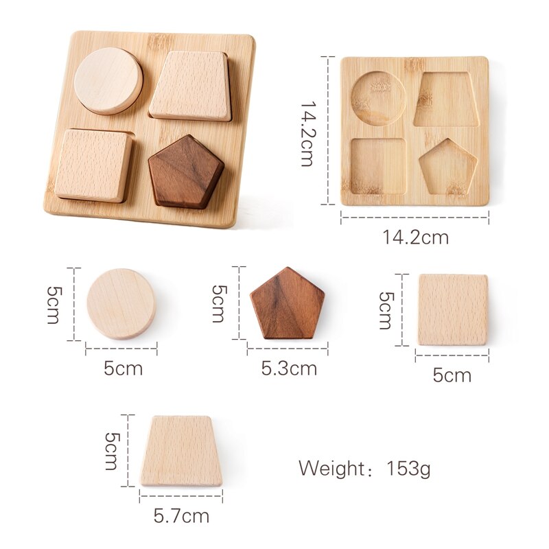 4 Geometric shapes wooden toddler puzzle