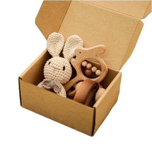 Baby Wooden/Crochet Rattle set