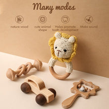Load image into Gallery viewer, Baby Wooden/Crochet Rattle set