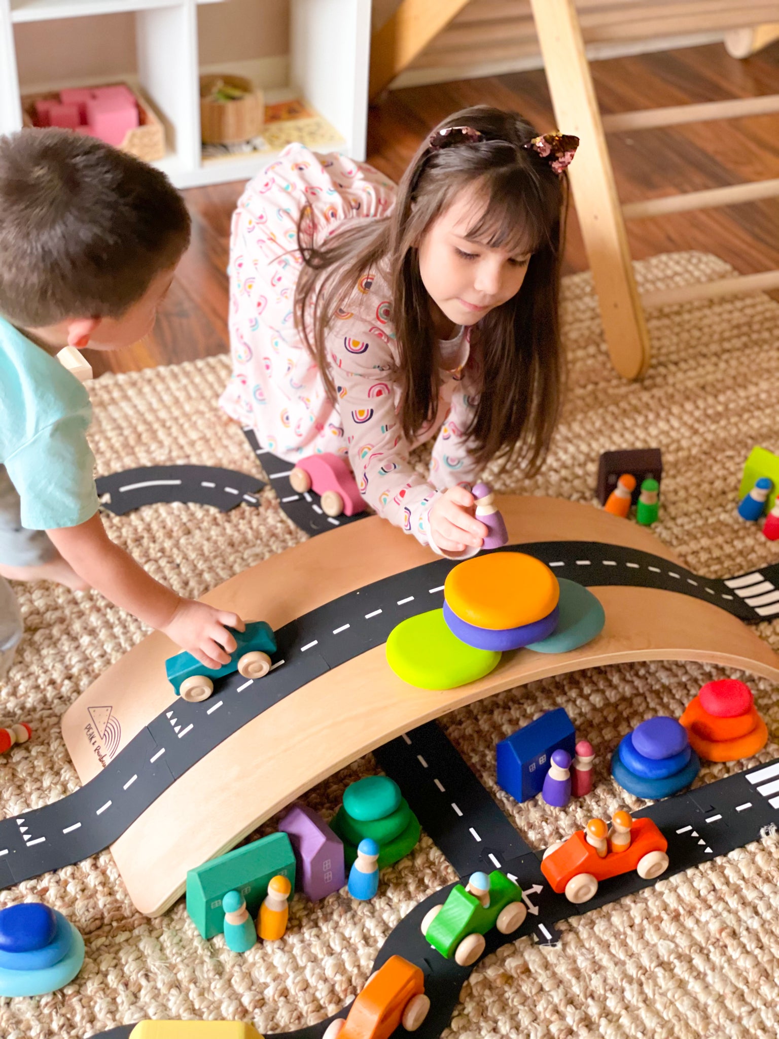 Toddler Outdoor Toys Wooden Wobble Balance Board Kids 35'' Rocker