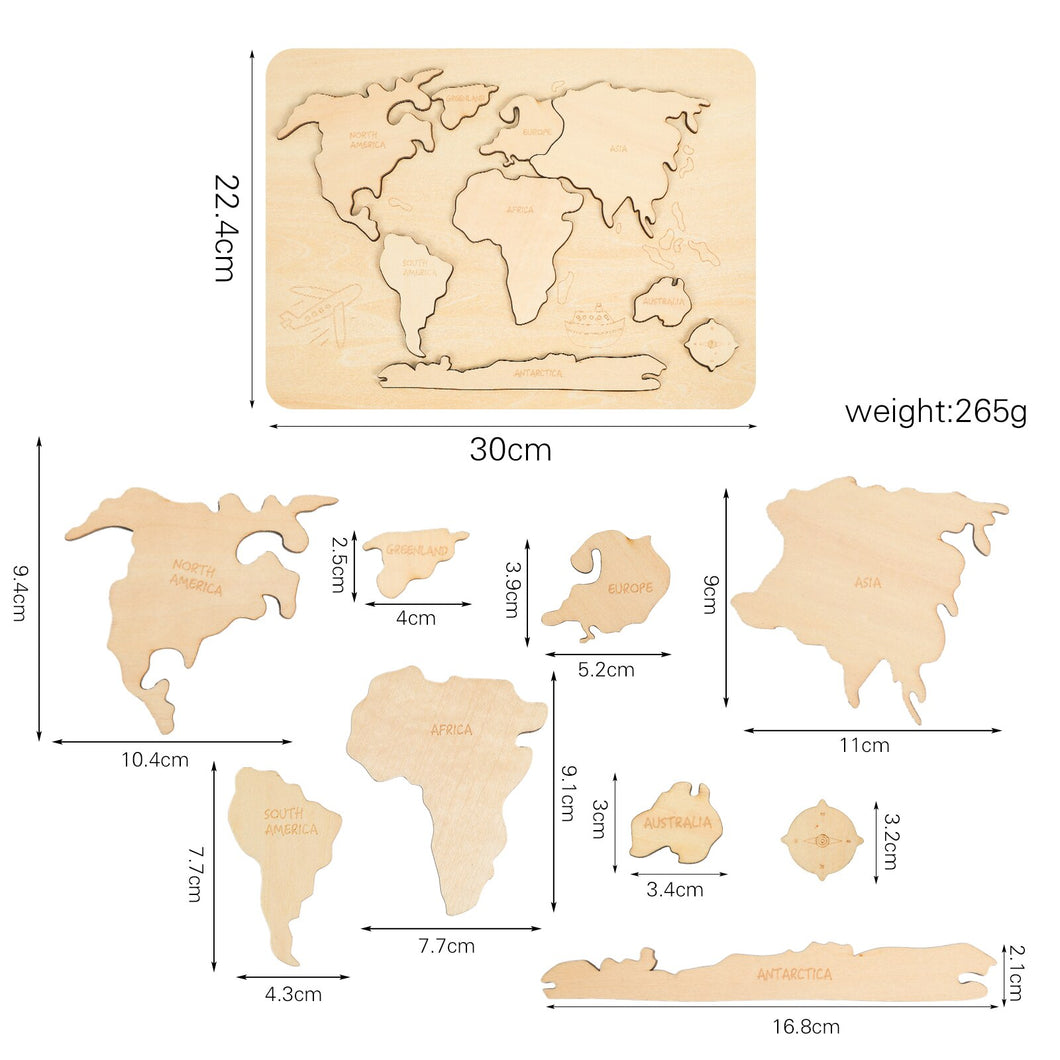 World map wooden puzzle