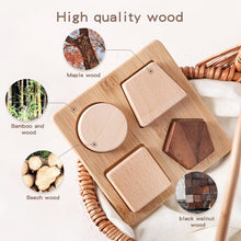 Load image into Gallery viewer, 4 Geometric shapes wooden toddler puzzle