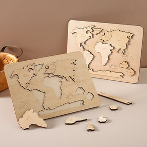 World map wooden puzzle