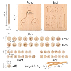 Wooden numbers and fraction board