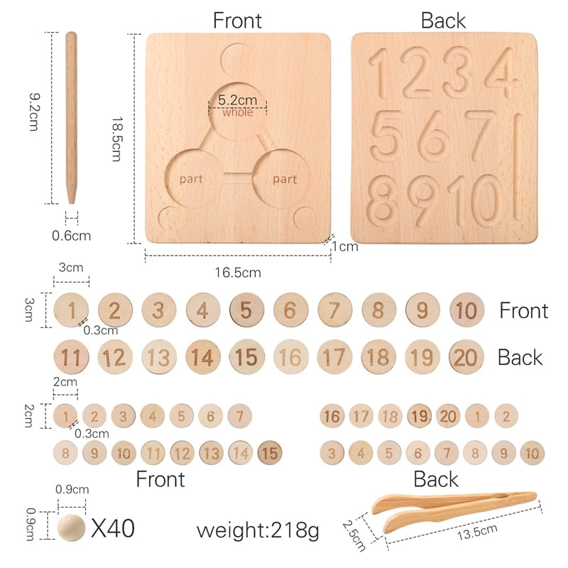 Wooden numbers and fraction board