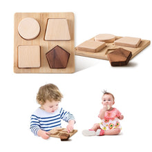 Load image into Gallery viewer, 4 Geometric shapes wooden toddler puzzle