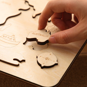 World map wooden puzzle