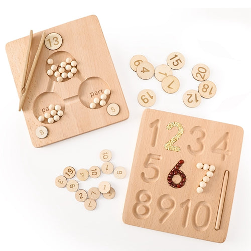 Wooden numbers and fraction board