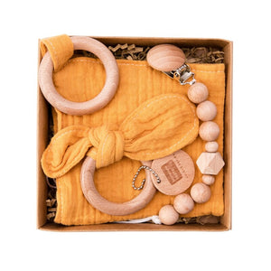 Wooden baby gift set