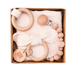 Wooden baby gift set