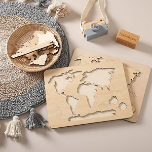 World map wooden puzzle