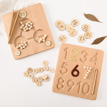 Load image into Gallery viewer, Wooden numbers and fraction board